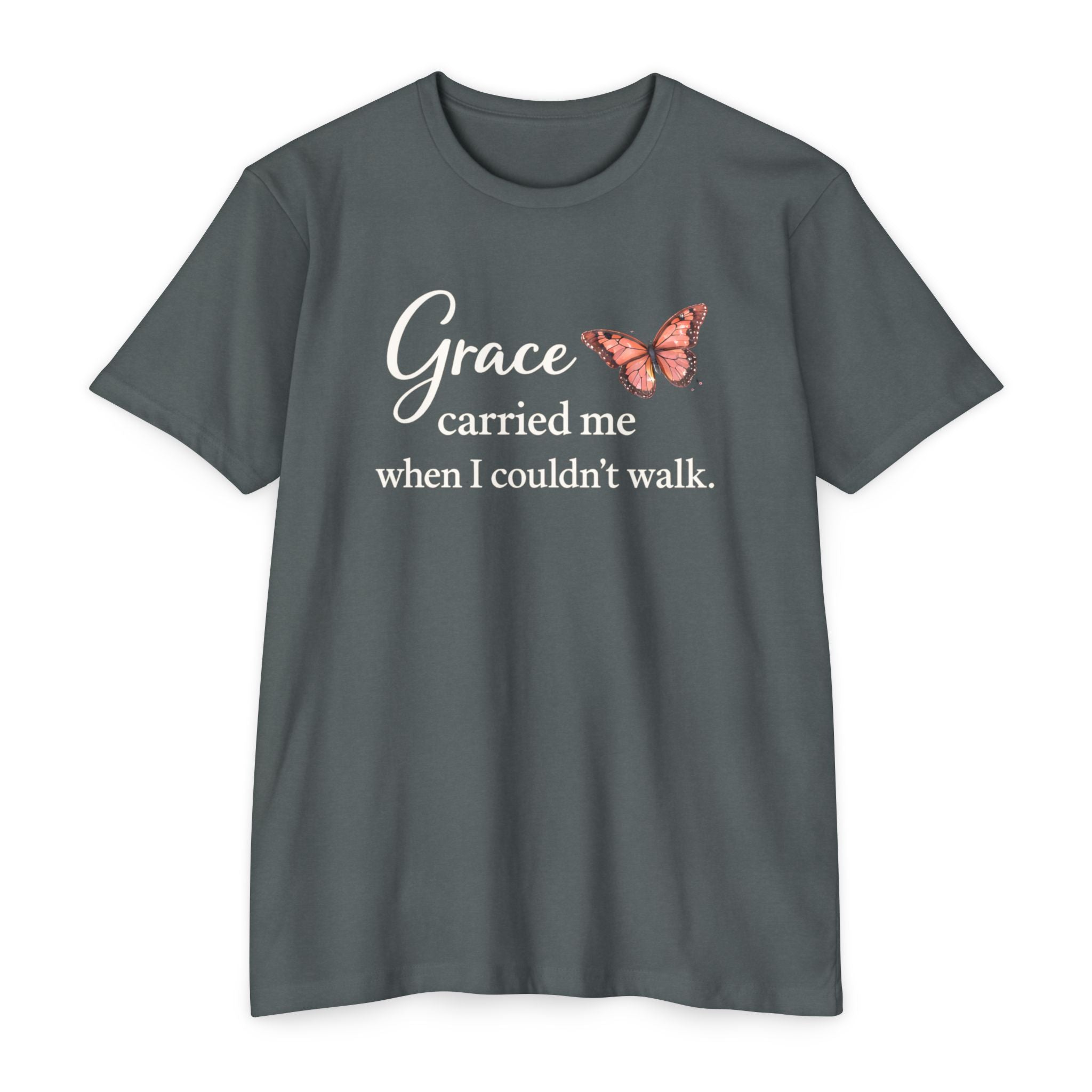 Grace Carried Me T-Shirt — Inspirational Butterfly Faith Tee