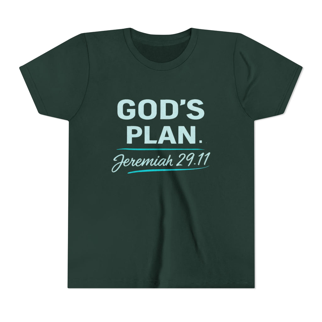 Youth Tee — "God's Plan" Jeremiah 29:11 Christian Faith Shirt
