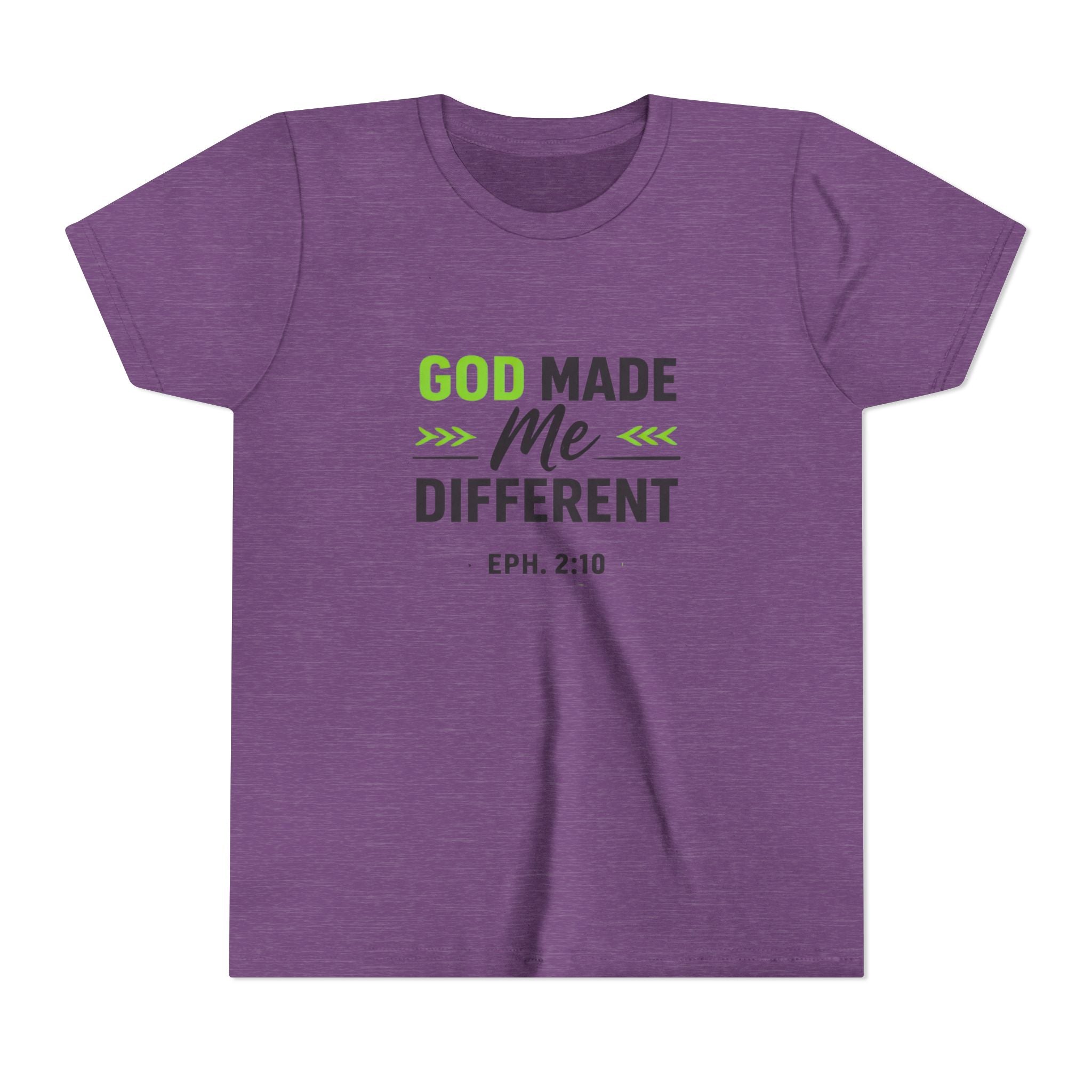 Boys Youth Tee - "God Made Me Different" Christian Faith Kids Shirt (Eph. 2:10)