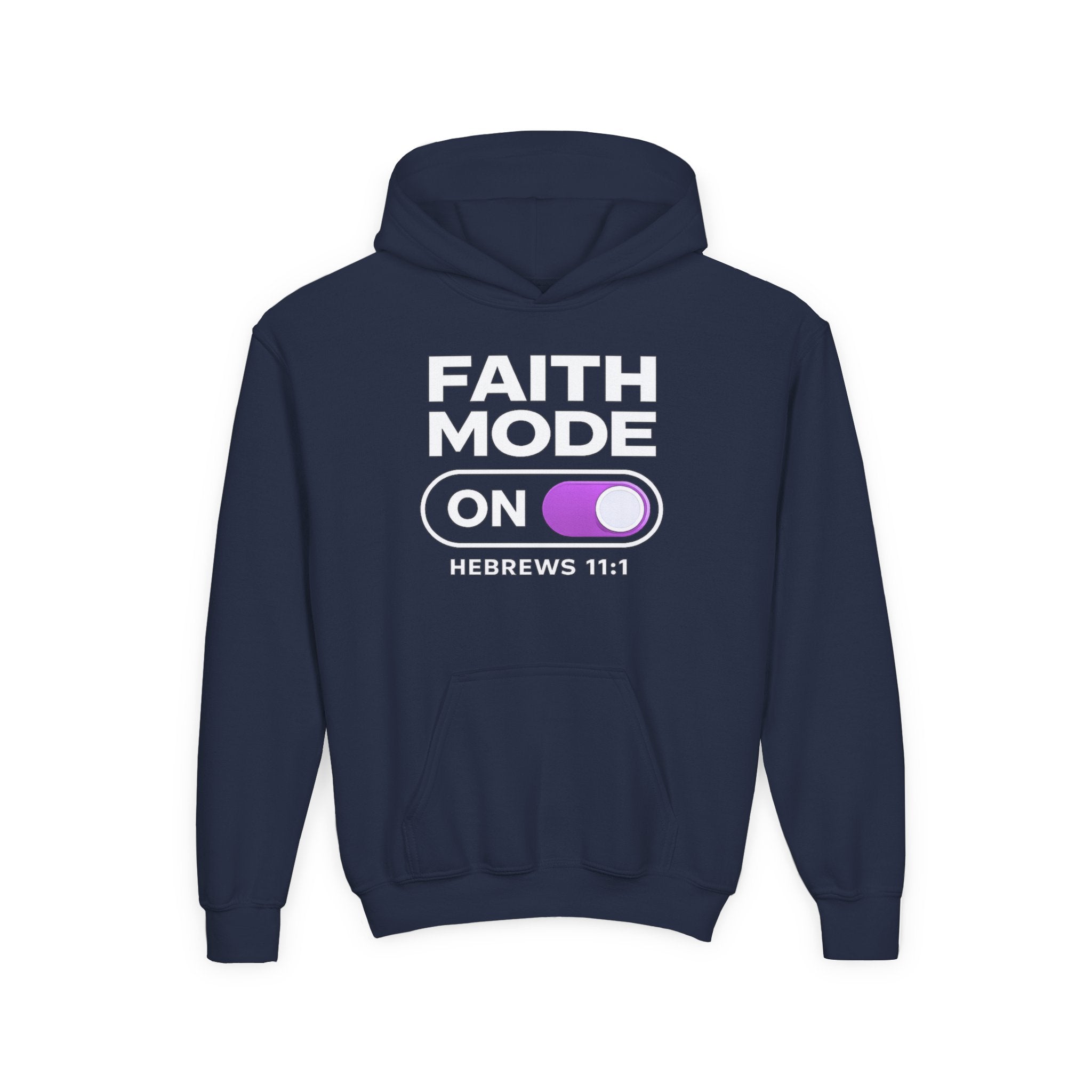 Faith Mode Hoodie - "Faith Mode On" Youth Christian Pullover (Hebrews 11:1)