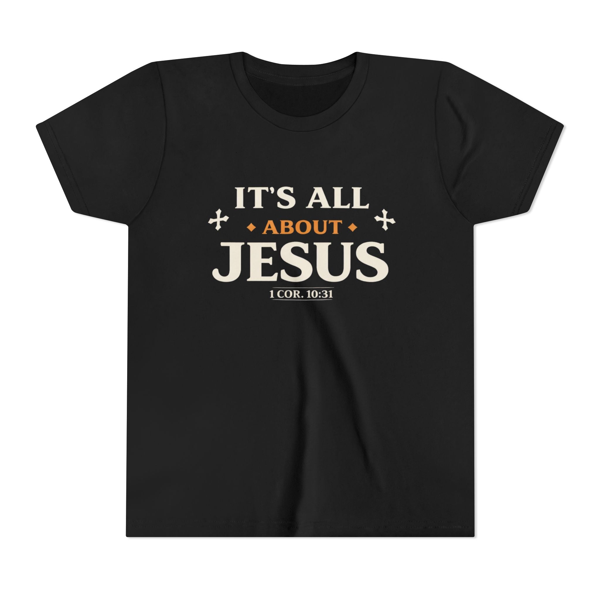 Boys Youth Tee - "It's All About Jesus" Christian Kids Shirt (1 Cor. 10:31)