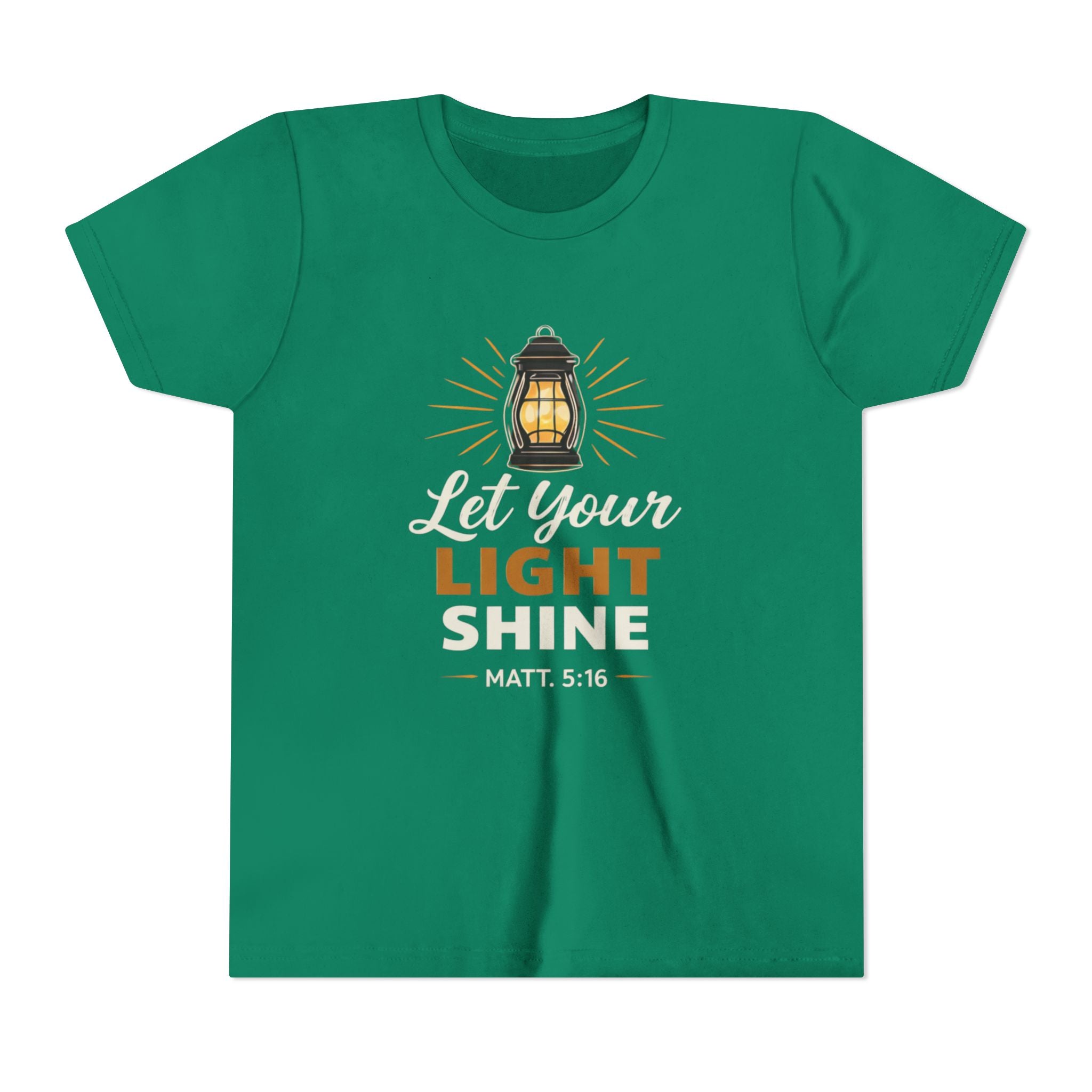 Boys Youth Tee — "Let Your Light Shine" Christian Lantern Shirt (Matt. 5:16)