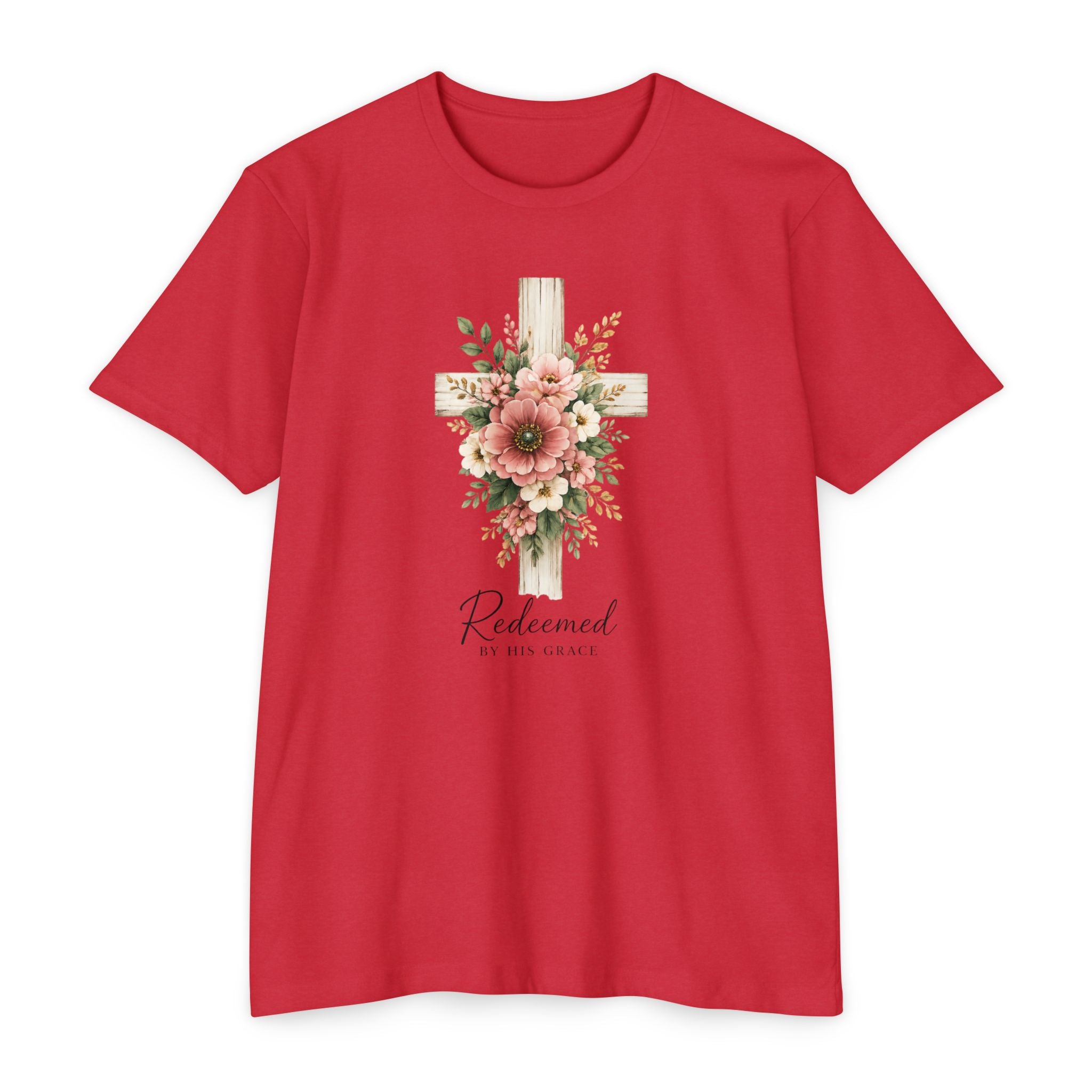 Womens Floral Cross Bouquet T-shirt | Botanical Flower Cross Graphic