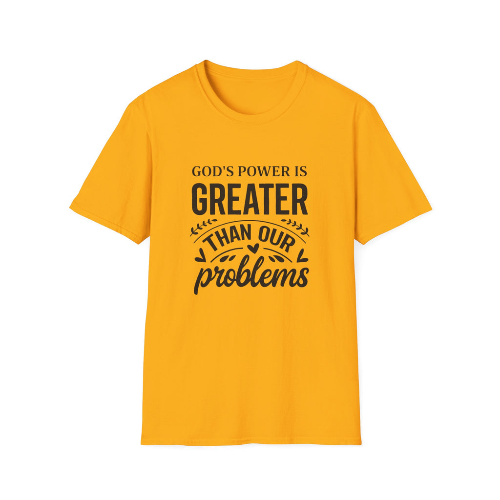 Womens Christian Faith T-Shirt — "God's Power Is Greater Than Our Problems" Inspirational Tee