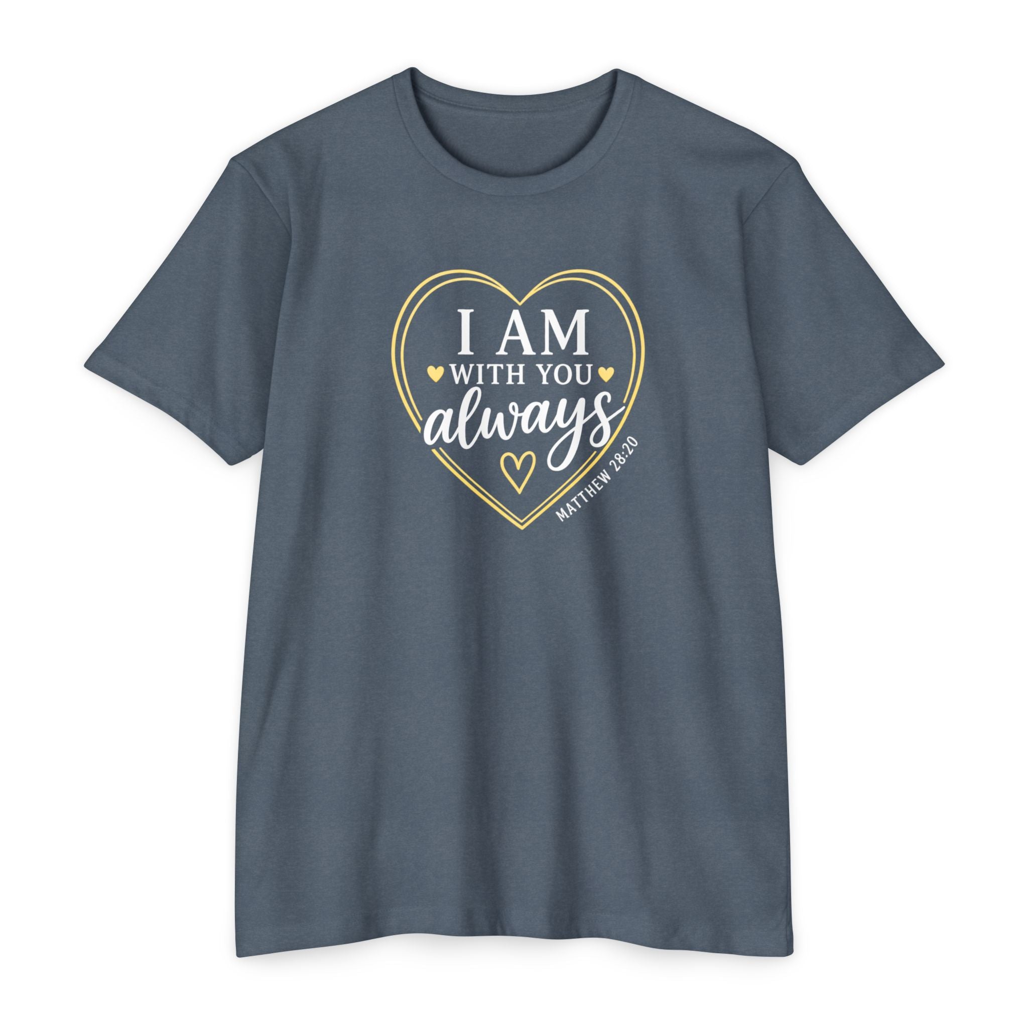 Womens I Am With You Always T-Shirt | Inspirational Script, Floral Accent