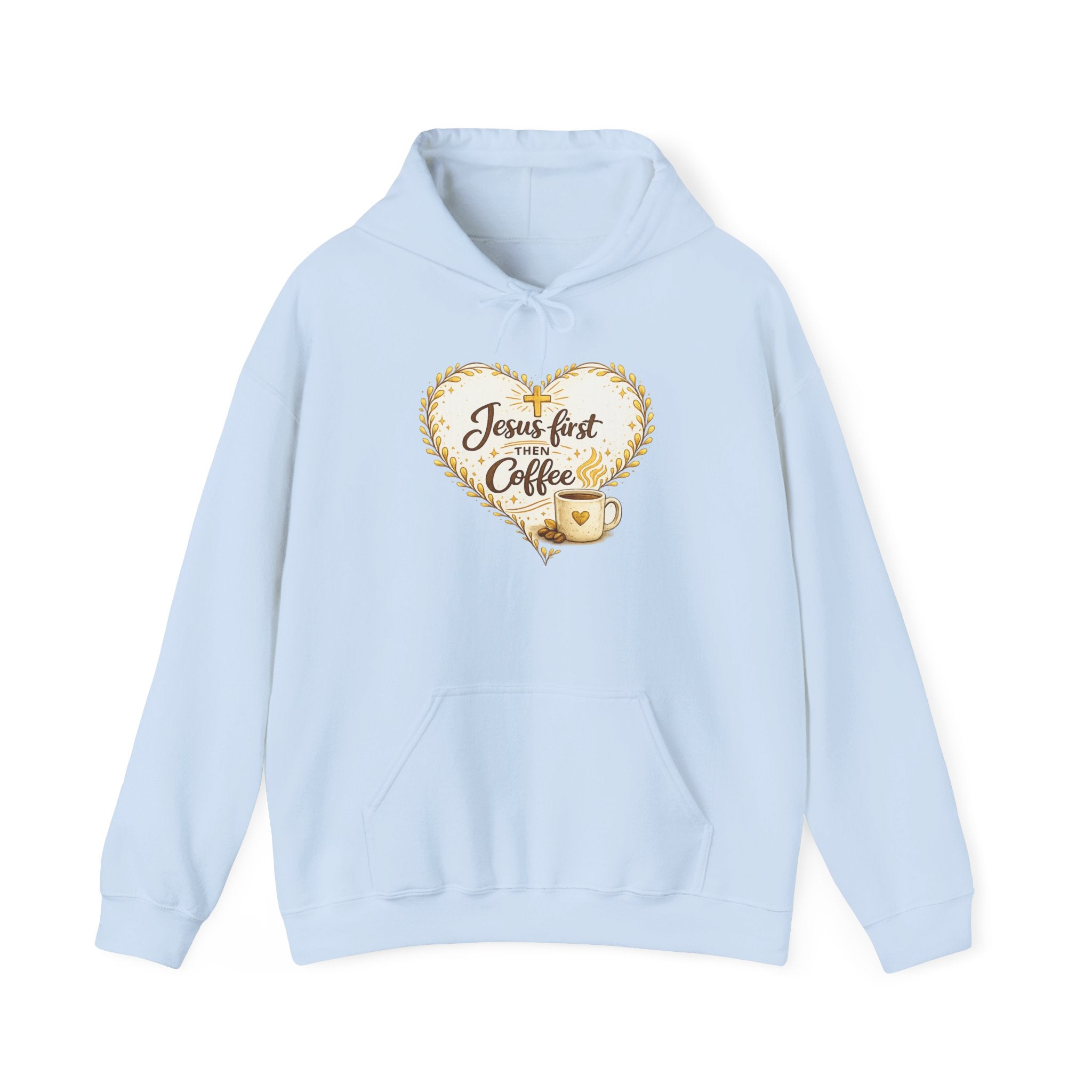 Womens Jesus First Coffee Hoodie – Christian Faith & Coffee Heart Design