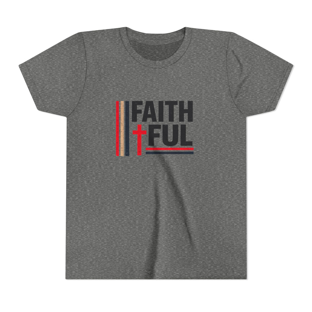 Boys Faithful Youth Tee — Christian Kids Shirt with Cross Graphic