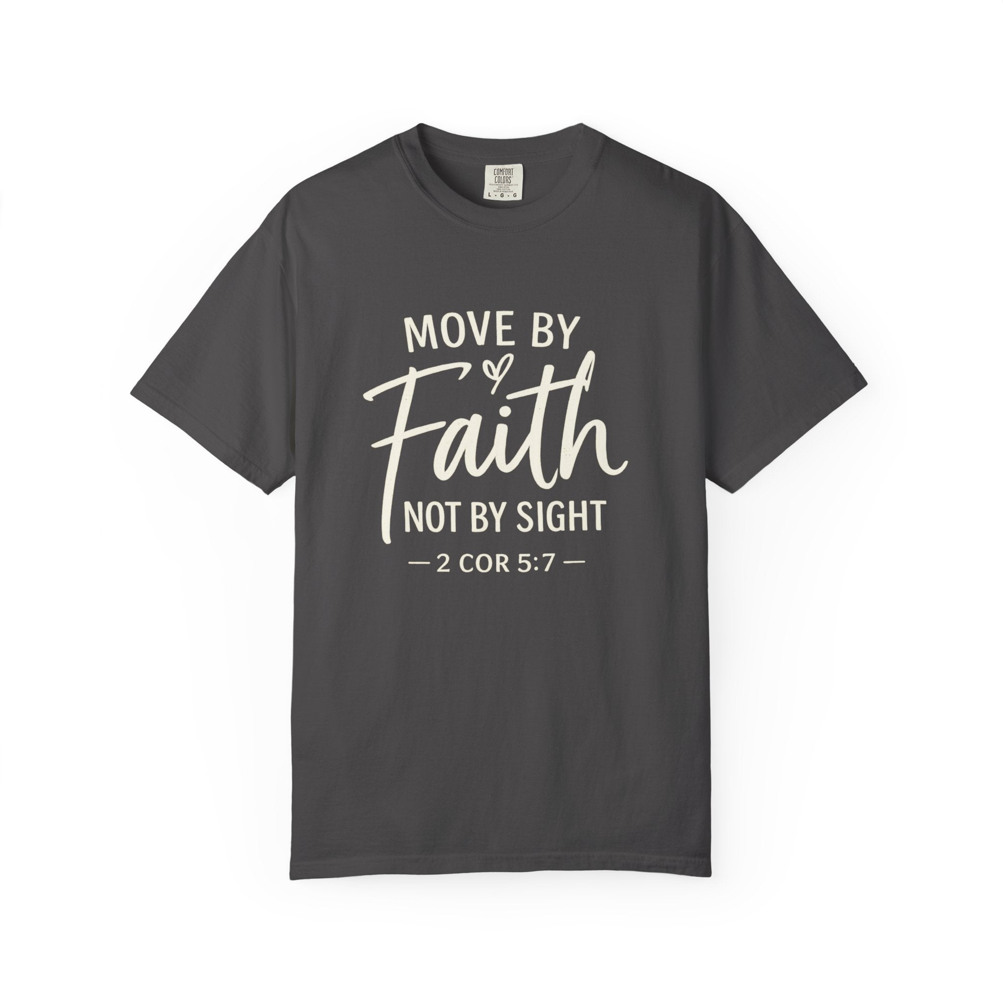 Move By Faith Not By Sight Minimal White Graphic Tee (Subtle Script Design)