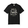 Move By Faith Not By Sight Minimal White Graphic Tee (Subtle Script Design)