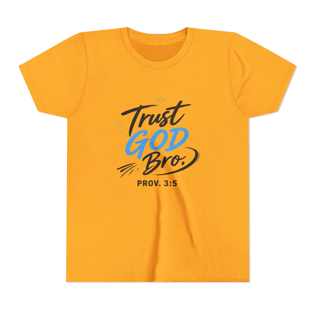 Boys Trust God Bro Youth Tee – Prov. 3:5 Faith Graphic Shirt