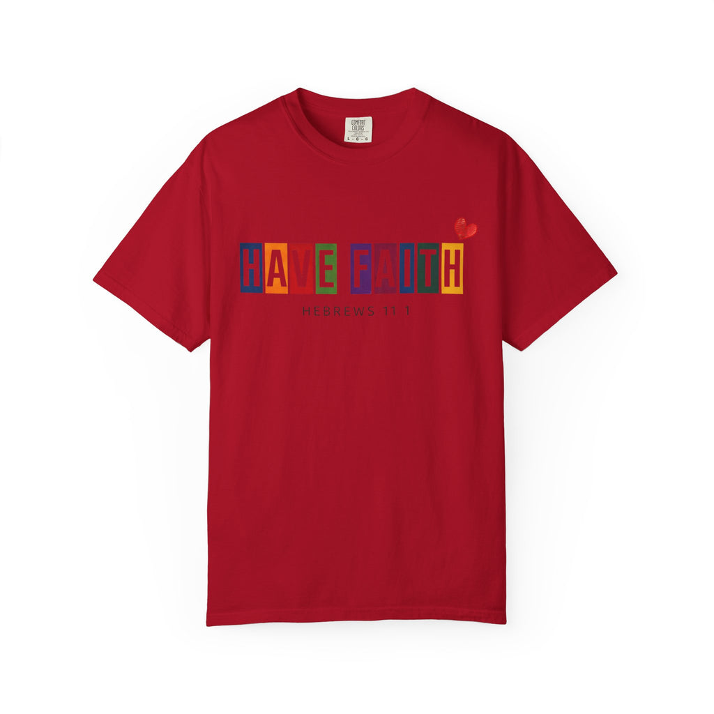 Have Faith T-Shirt — Color Block Inspirational Tee (Hebrews 11:1)