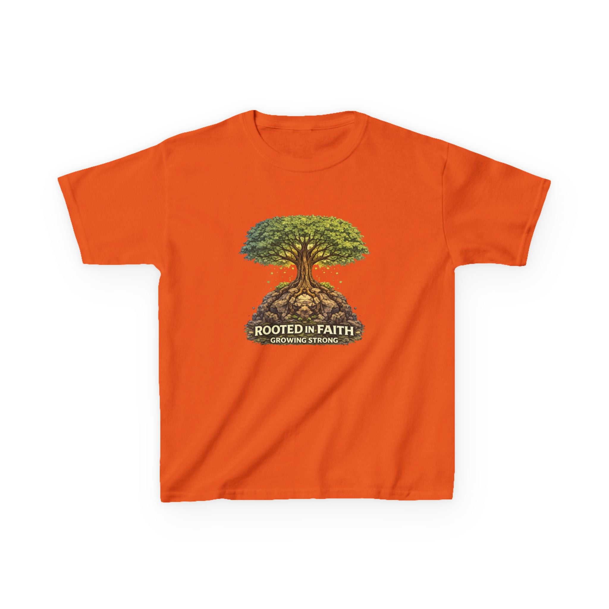 Kids Tee — 'Rooted in Faith' Tree Graphic