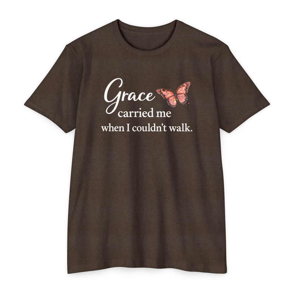 Grace Carried Me T-Shirt — Inspirational Butterfly Faith Tee