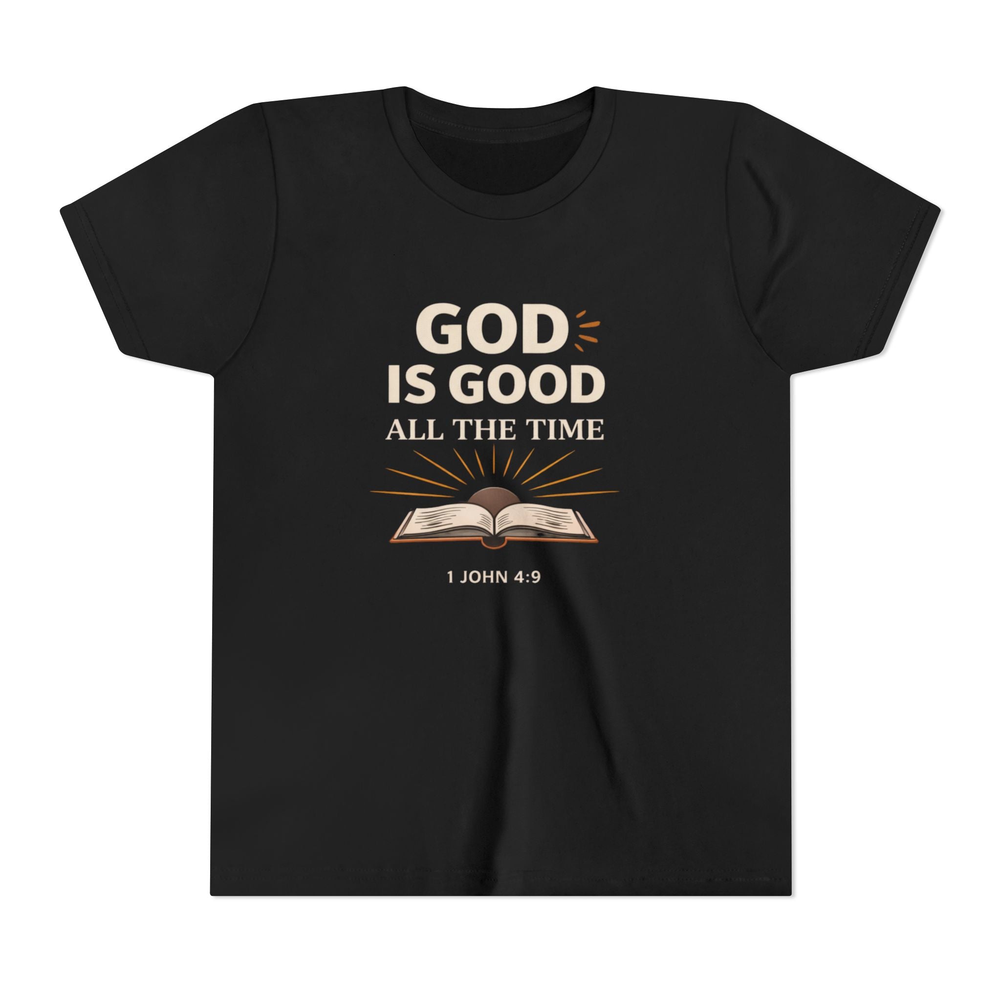 Boys Youth T-Shirt — "God Is Good All The Time" Bible Verse Tee (1 John 4:9)