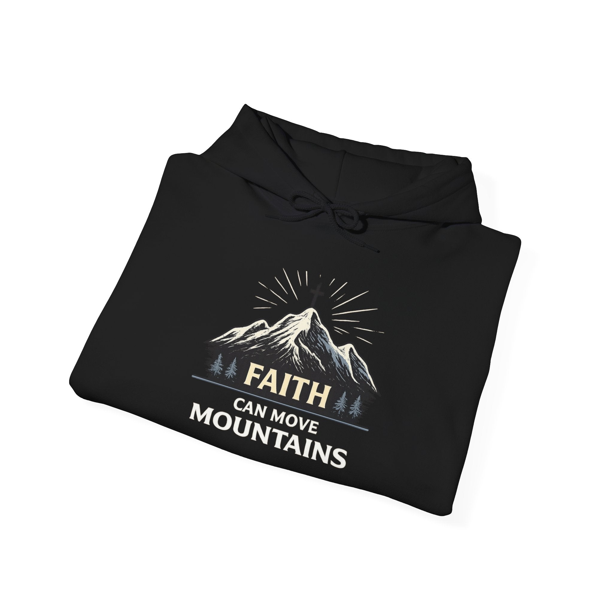 Mens Heavy Blend™ 'Faith Can Move Mountains" Hooded Sweatshirt