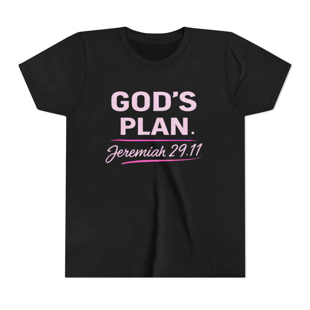 Girls Youth Tee — "God's Plan" Jeremiah 29:11 Christian Faith T-shirt