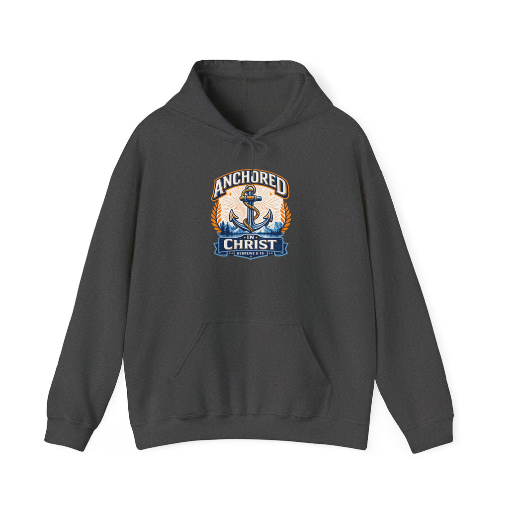 Mens Anchored in Christ Hoodie — Christian Anchor Faith Pullover