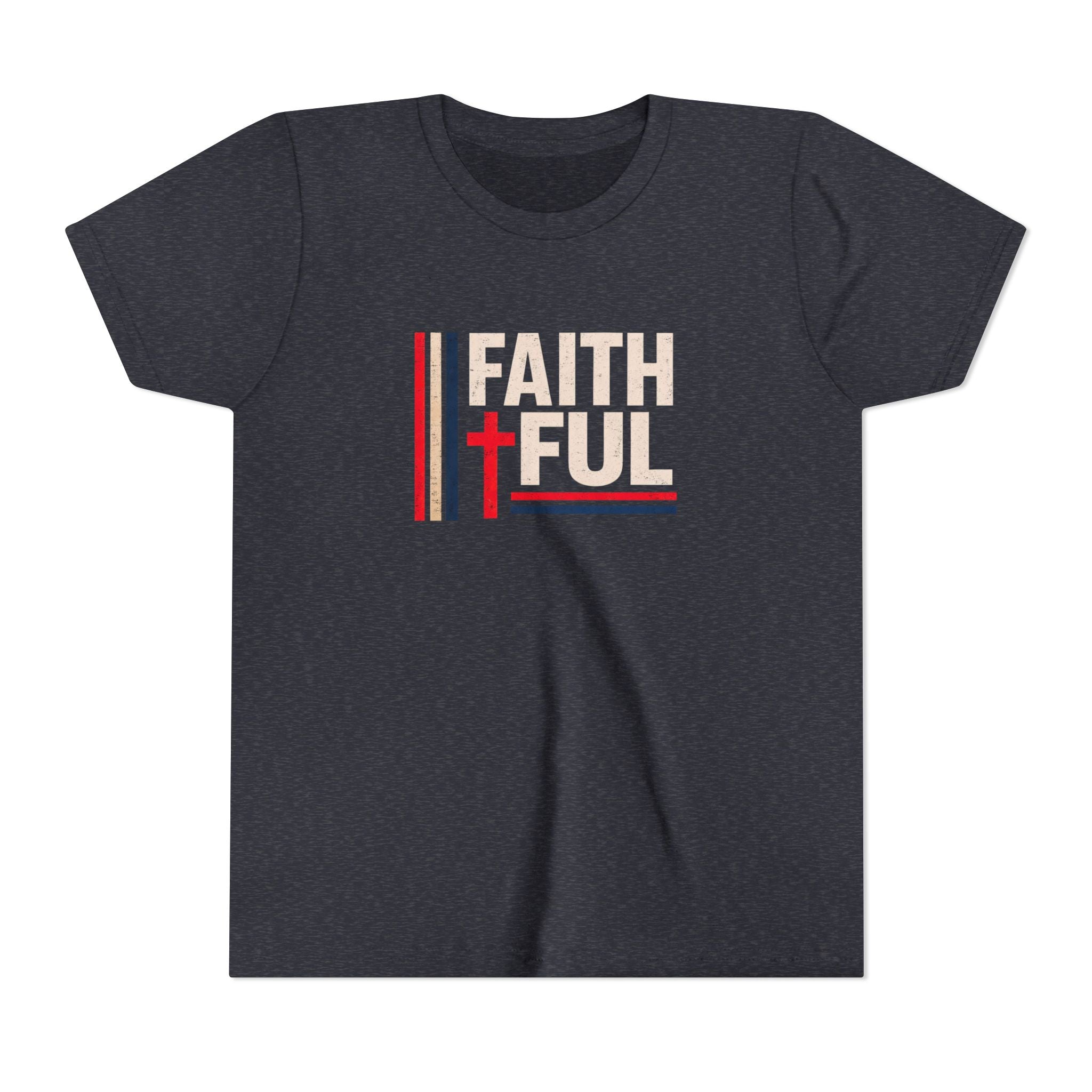 Boys Faithful Youth Tee — Christian Kids Shirt with Cross Graphic