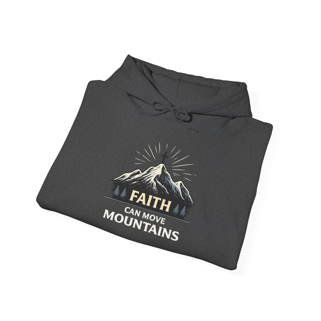 Womens Faith Can Move Mountains Hoodie — Christian Inspirational Mountain Graphic Hoodie