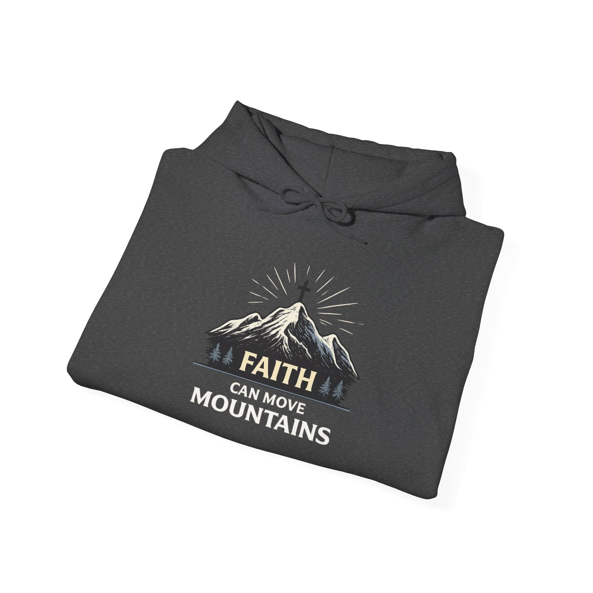 Womens Faith Can Move Mountains Hoodie — Christian Inspirational Mountain Graphic Hoodie