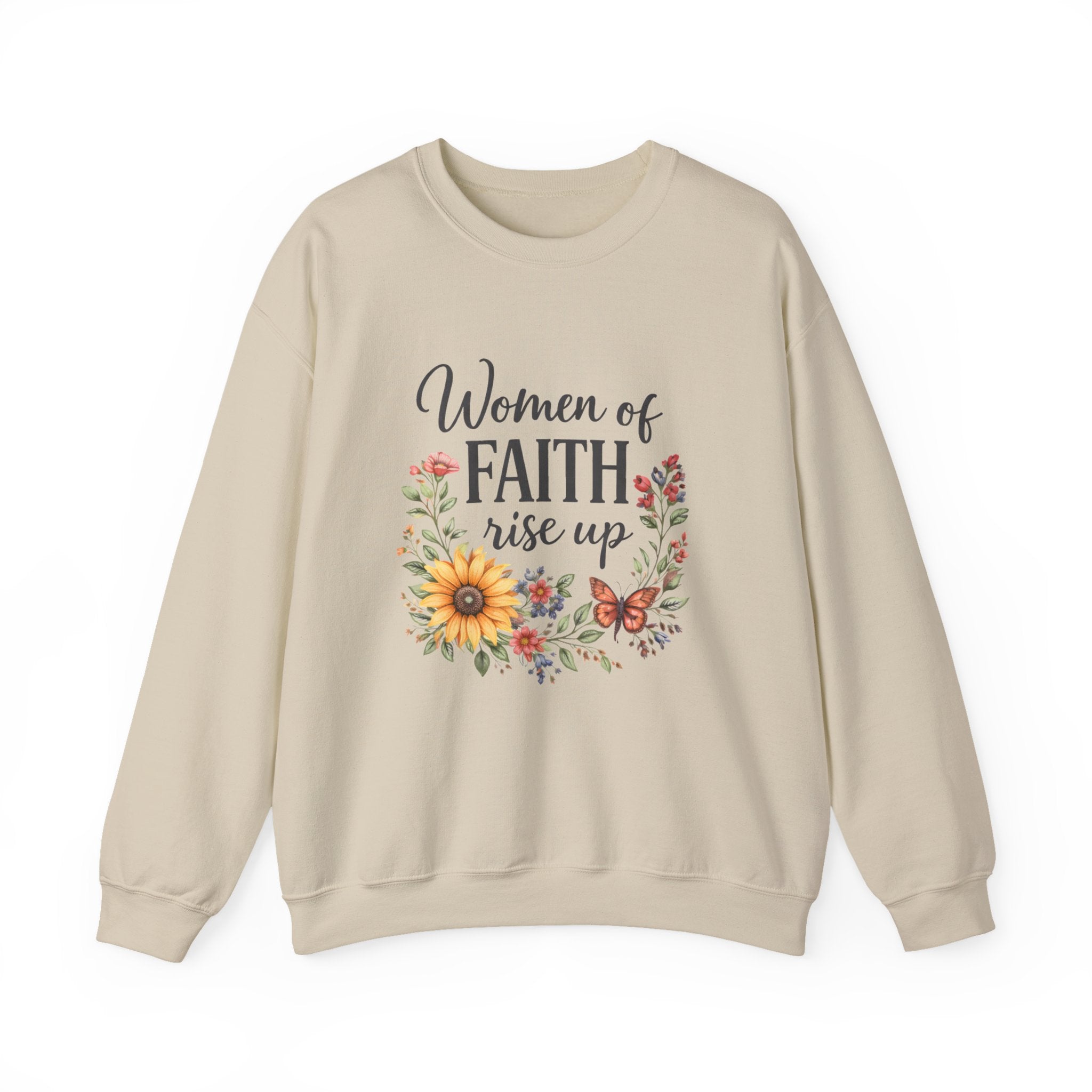 Women of Faith Rise Up Sweatshirt — Floral Christian Crewneck
