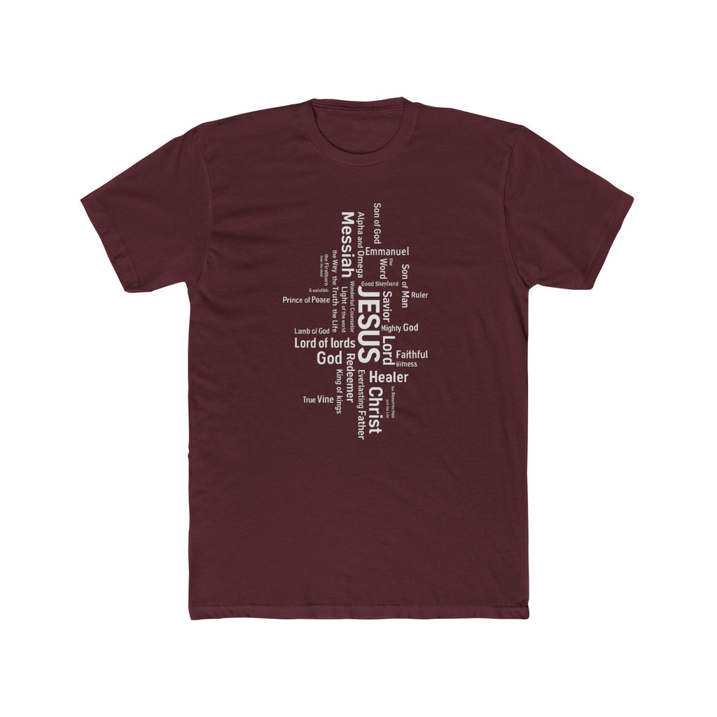 Mens Christian Jesus Word Cloud T-Shirt — Faith-Based Cross Tee