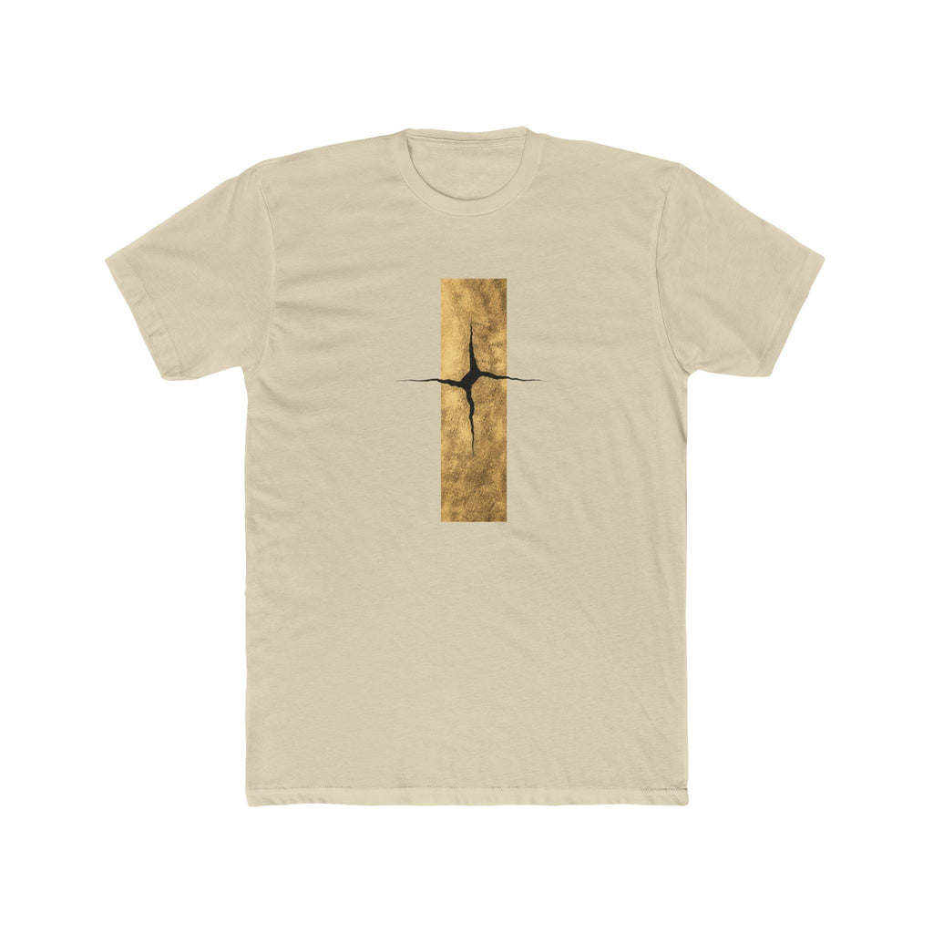 Cracked Gold Bar Tee | Minimal Abstract Vertical Design