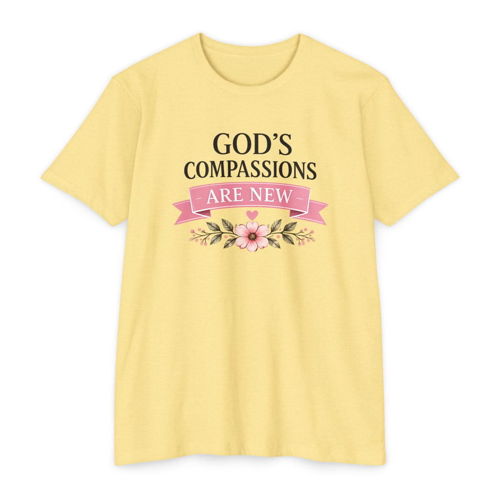 Womens God's Compassions Are New T-shirt | Floral Scripture Design