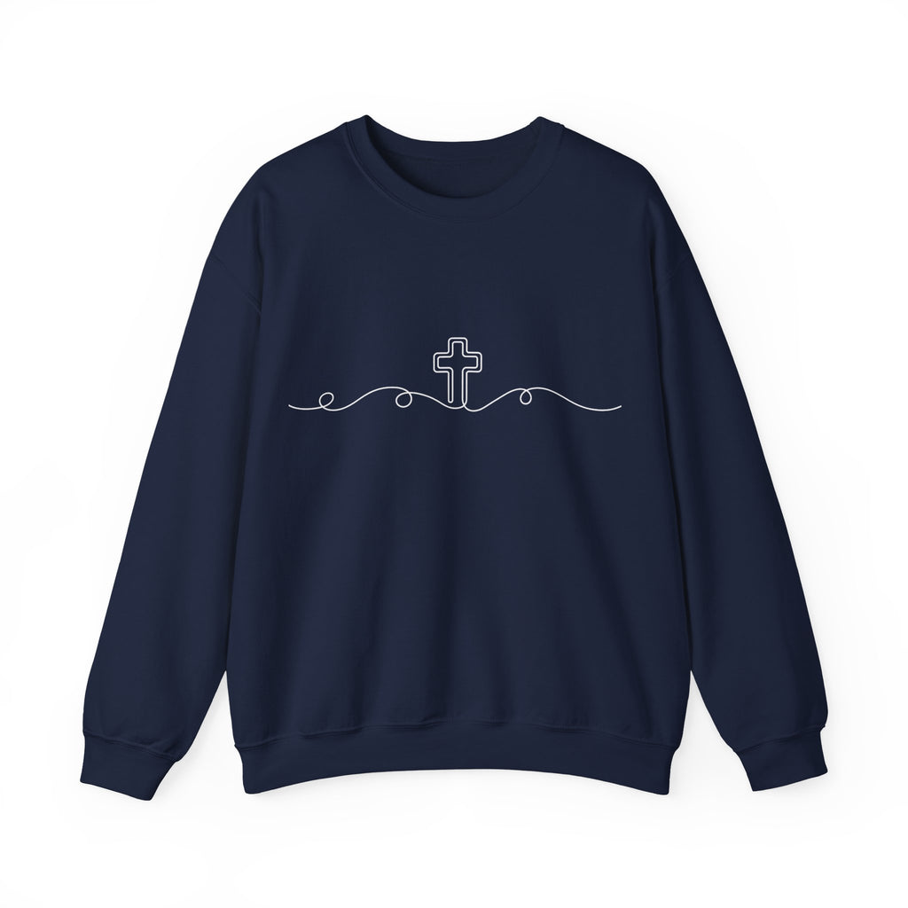 Womens Minimal Cross Line Crewneck Sweatshirt