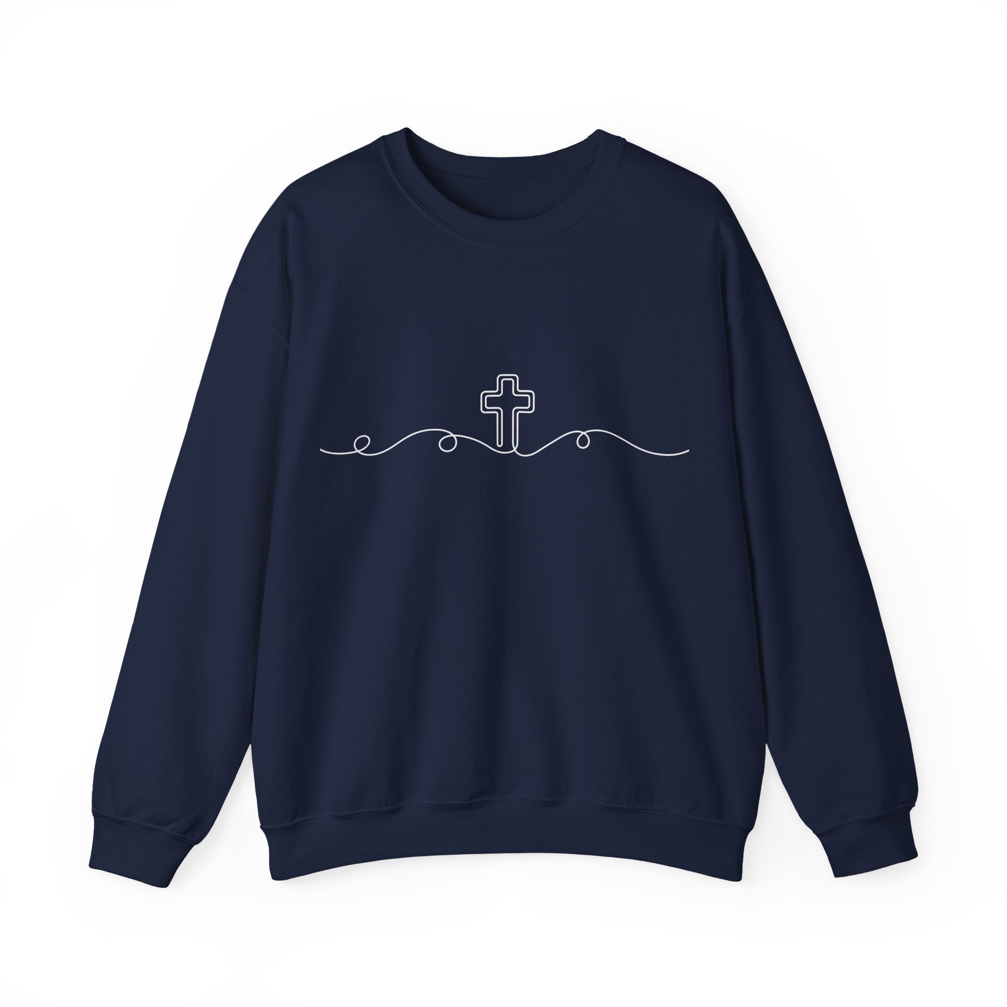 Womens Minimal Cross Line Crewneck Sweatshirt
