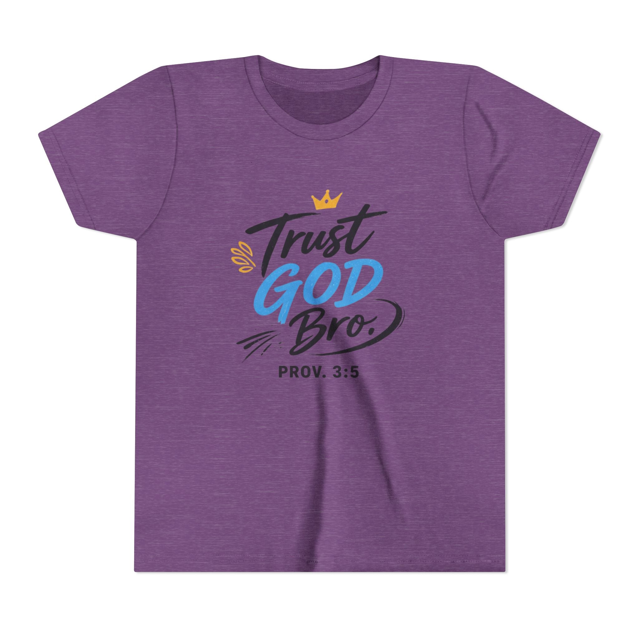Boys Trust God Bro Youth Tee – Prov. 3:5 Faith Graphic Shirt
