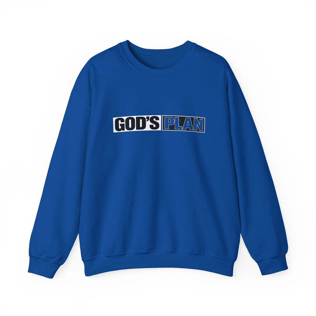 Crewneck Sweatshirt — "GOD'S PLAN" Bold Logo Faith Pullover