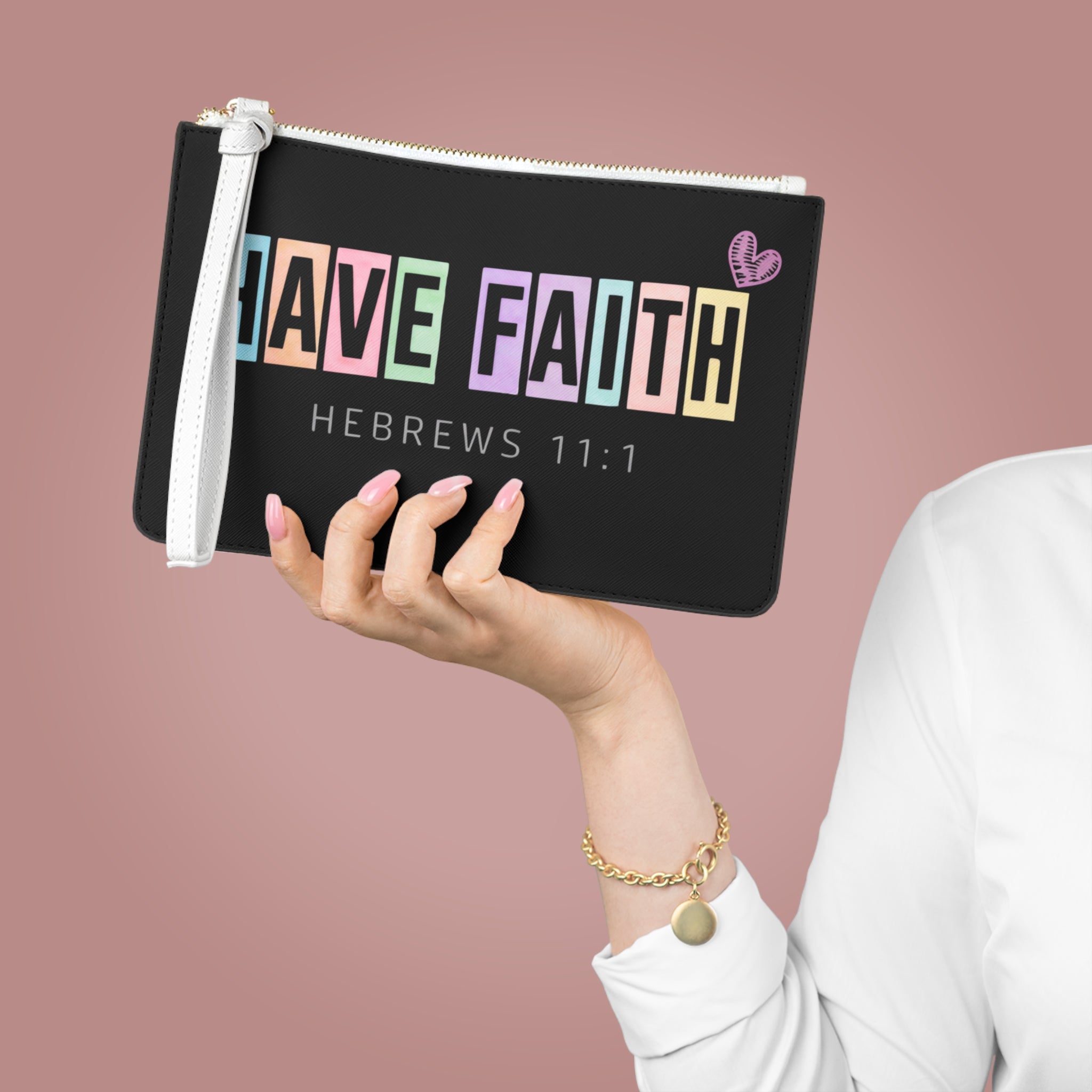 Have Faith Clutch Bag – Hebrews 11:1 Inspirational Wristlet