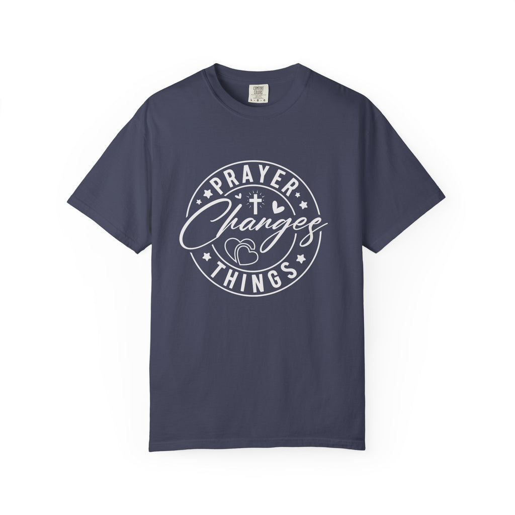 Prayer Changes Lives T-Shirt — Subtle Embossed Faith Graphic