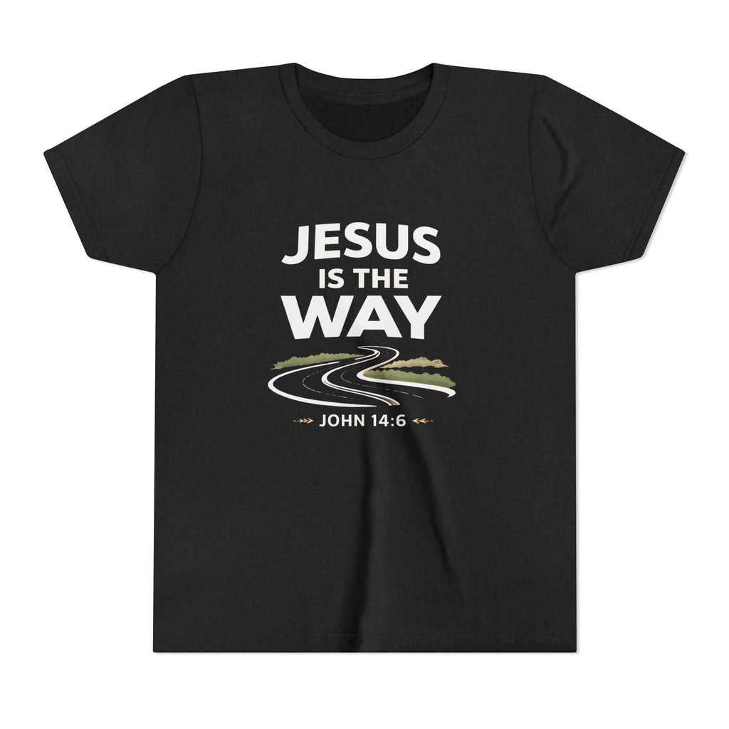 Boys Youth Tee — "Jesus Is The Way" Christian Graphic Shirt (John 14:6)