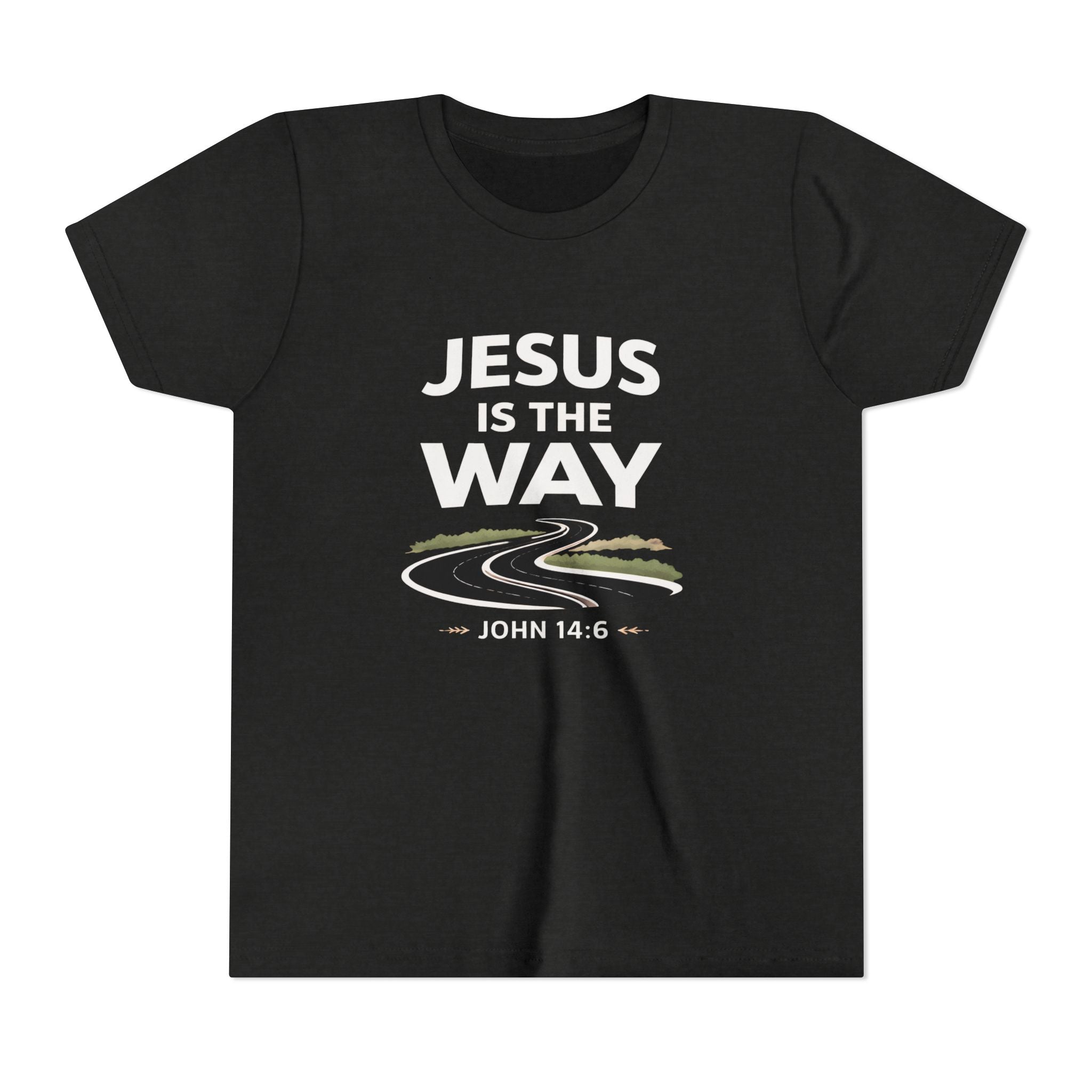 Boys Youth Tee — "Jesus Is The Way" Christian Graphic Shirt (John 14:6)