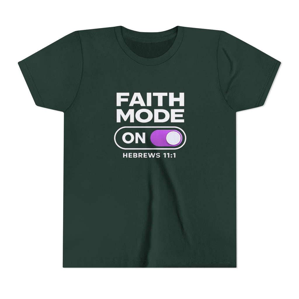 Faith Mode On Youth Tee — Hebrews 11:1 Christian Kids Shirt