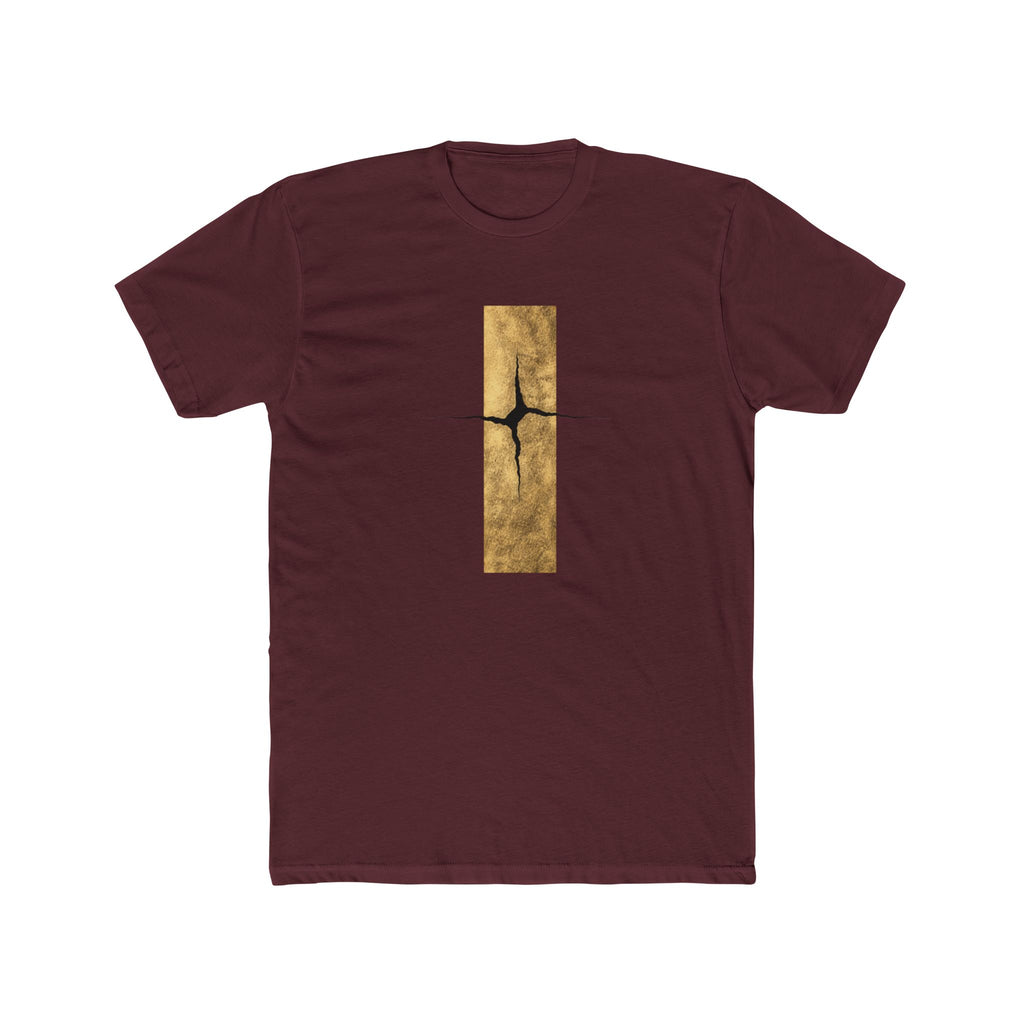 Cracked Gold Bar Tee | Minimal Abstract Vertical Design