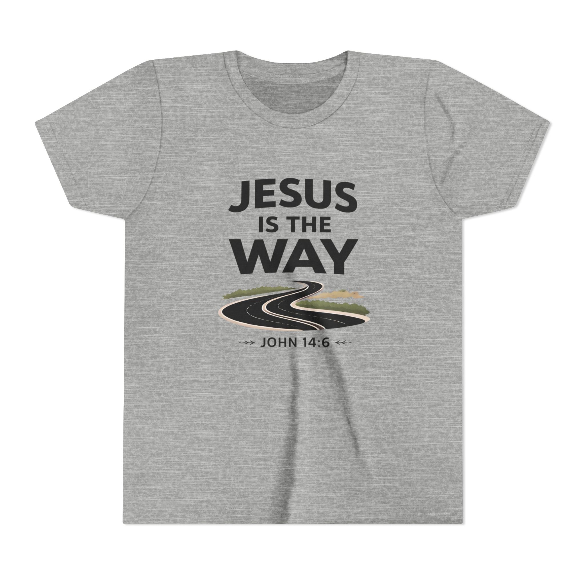 Boys Youth Tee — "Jesus Is The Way" Christian Graphic Shirt (John 14:6)