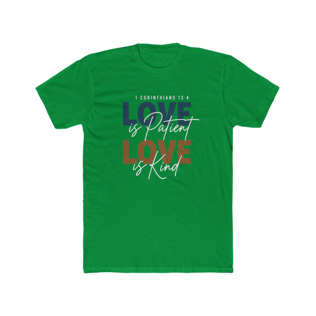 Mens Love Is Patient Love Is Kind Tee  Faith-Based Inspirational Christian T-Shirt