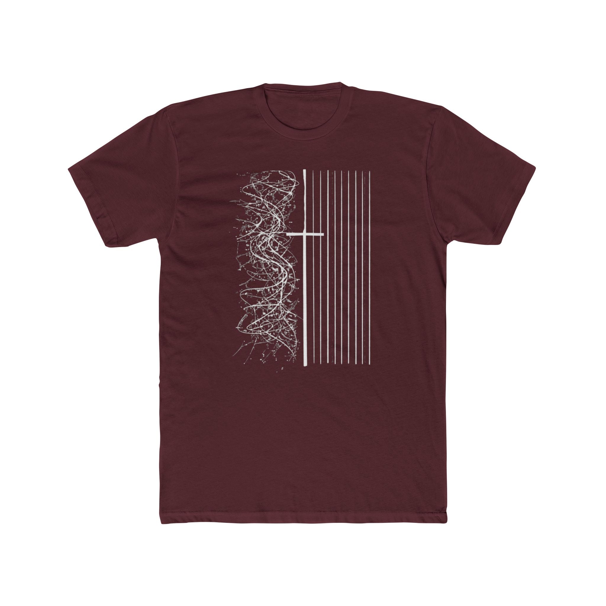 Floral Skull Flag Tee | Grunge American Flag T-Shirt, Vertical Skull & Flowers Design