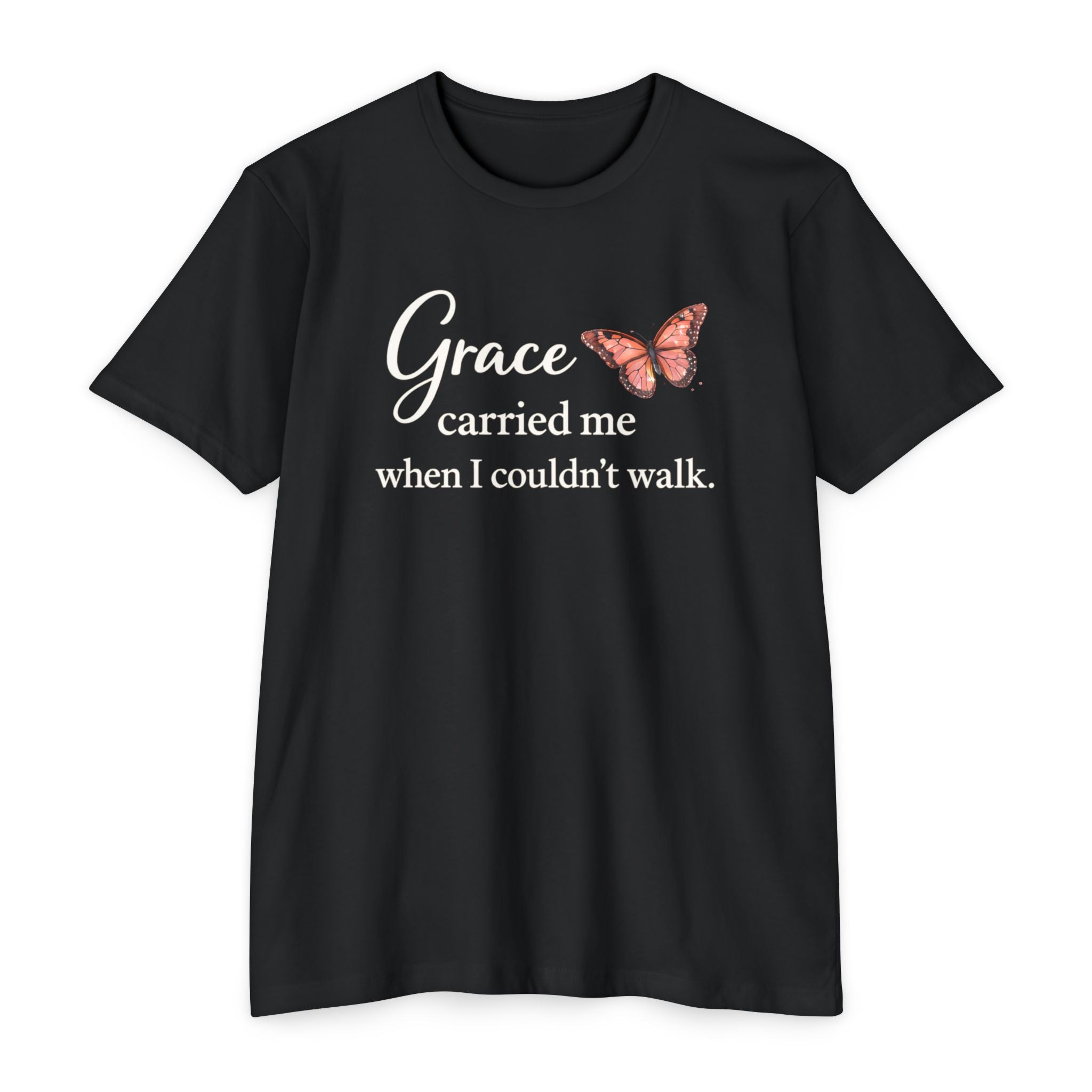 Grace Carried Me T-Shirt — Inspirational Butterfly Faith Tee