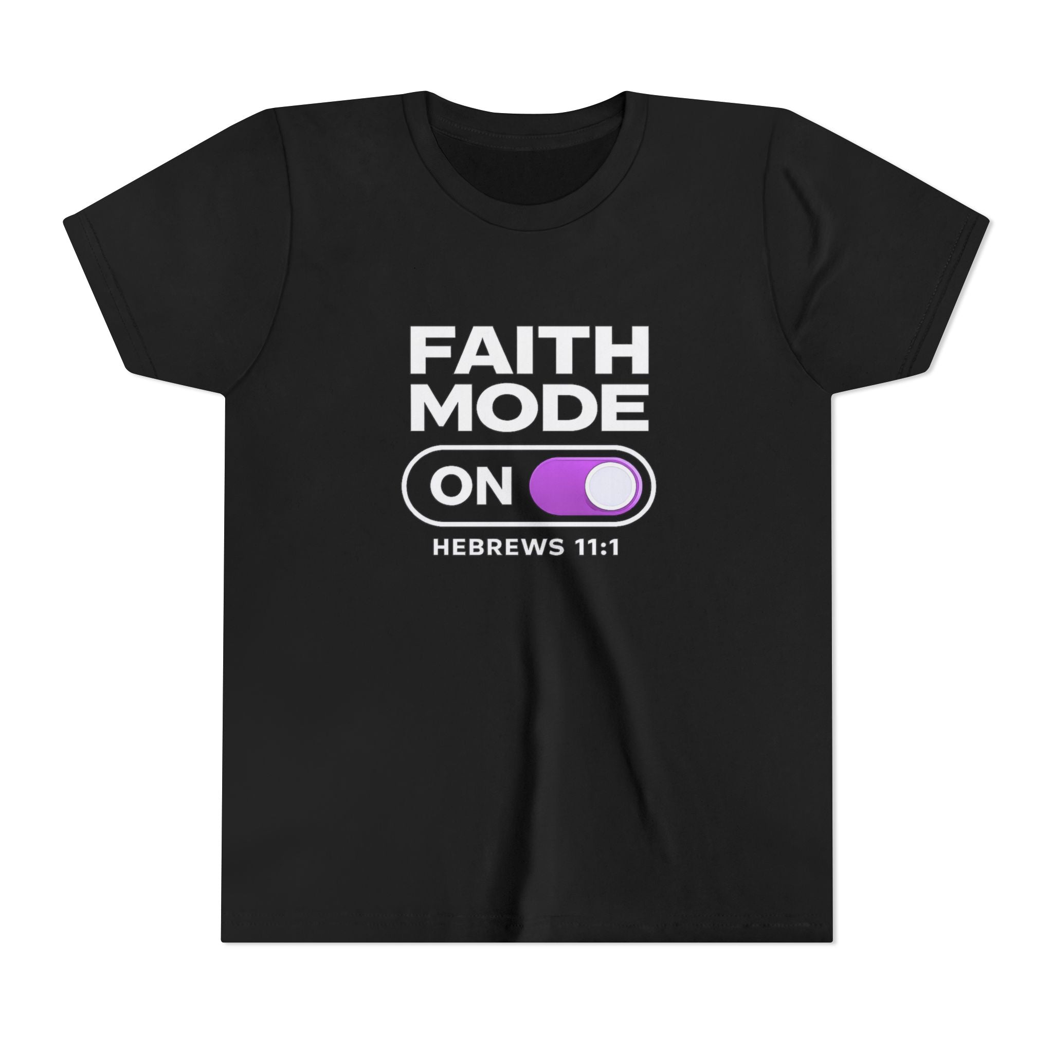 Faith Mode On Youth Tee — Hebrews 11:1 Christian Kids Shirt