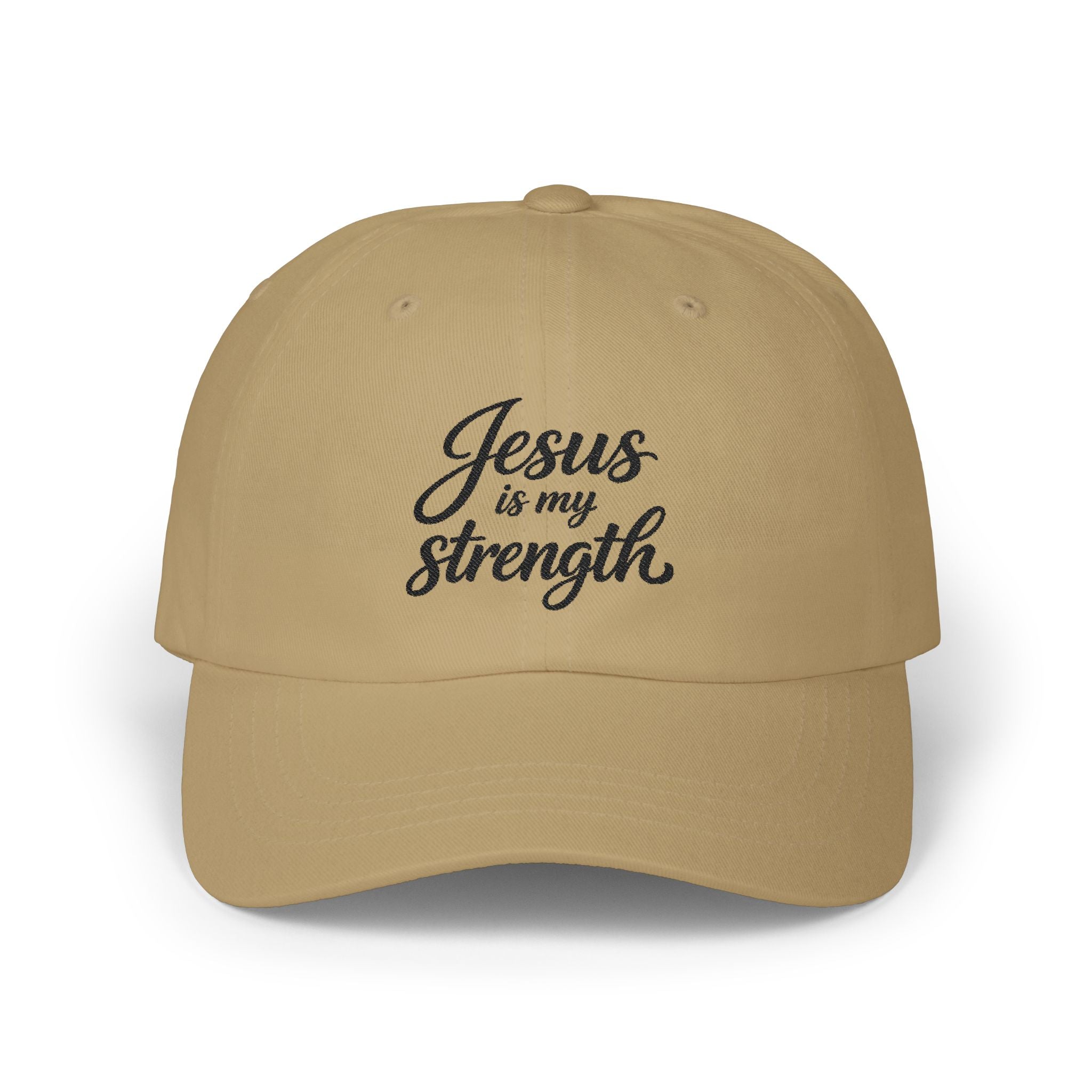 Jesus Is My Strength Dad Cap — Embroidered Christian Baseball Hat