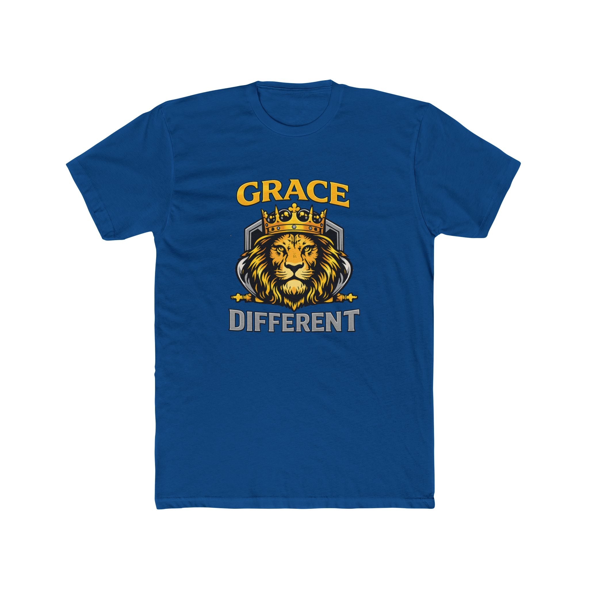 Grace Different Lion Graphic Tee — Crowned Lion Inspirational Christian Shirt