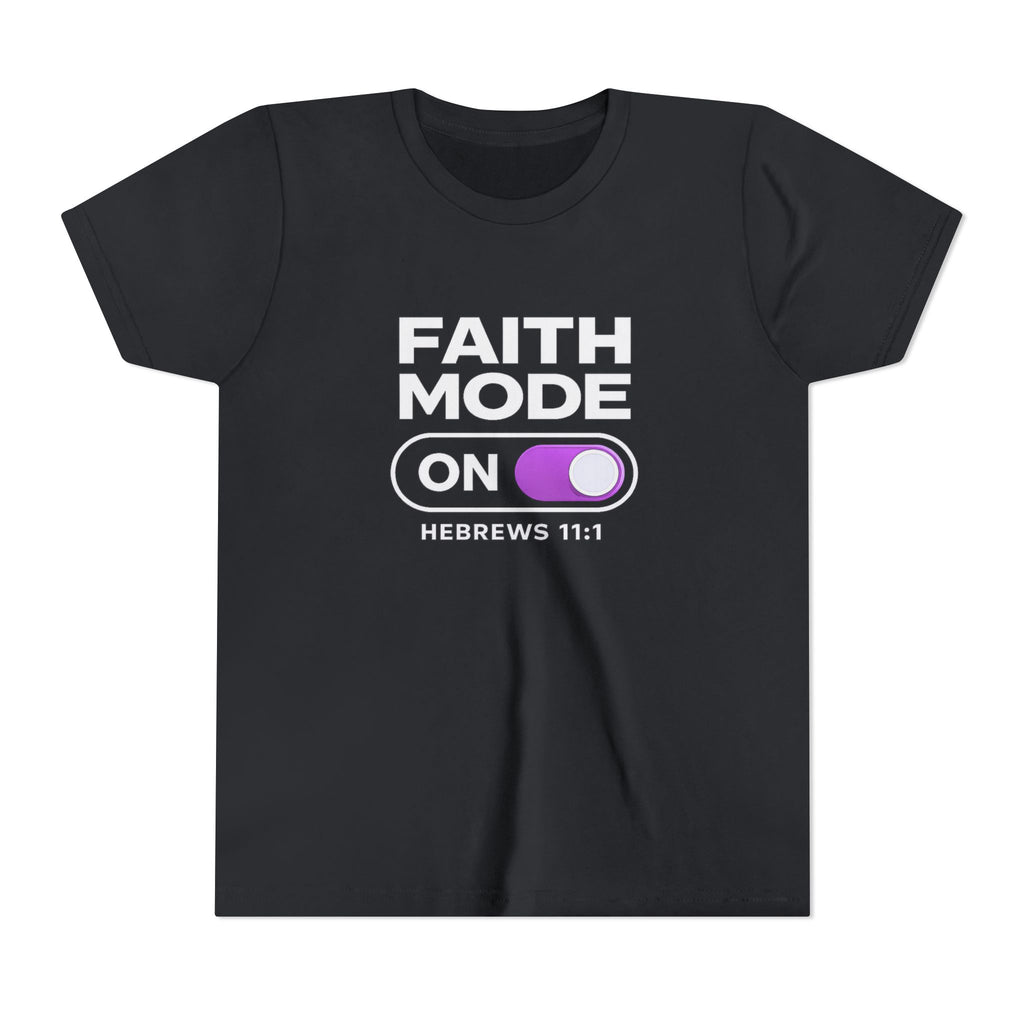 Faith Mode On Youth Tee — Hebrews 11:1 Christian Kids Shirt