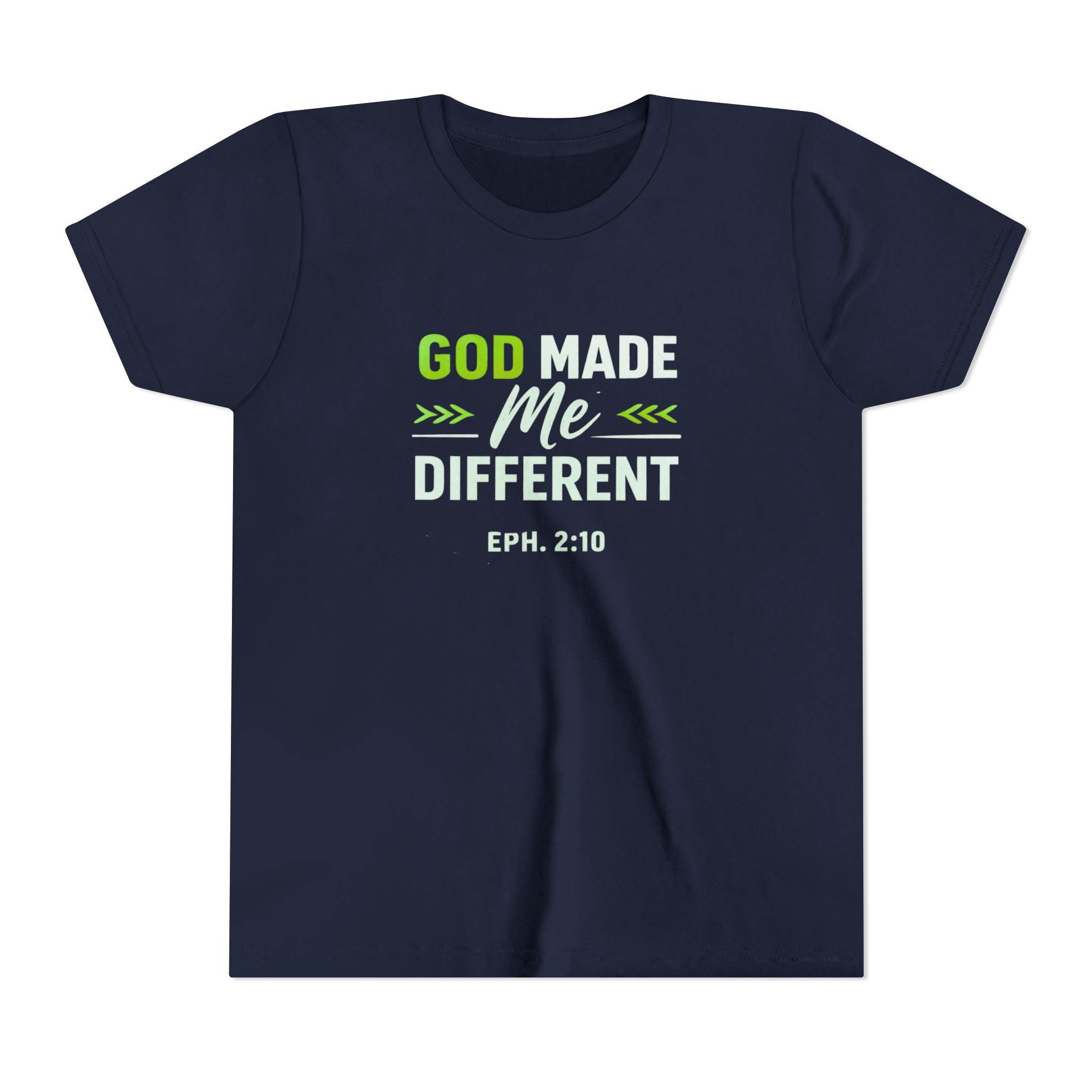 Boys Youth Tee - "God Made Me Different" Christian Faith Kids Shirt (Eph. 2:10)