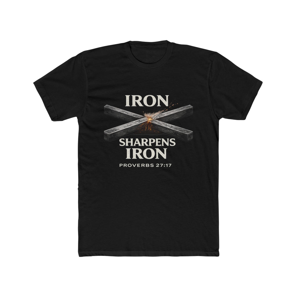 Iron Sharpens Iron T‑Shirt — Proverbs 27:17 Christian Tee