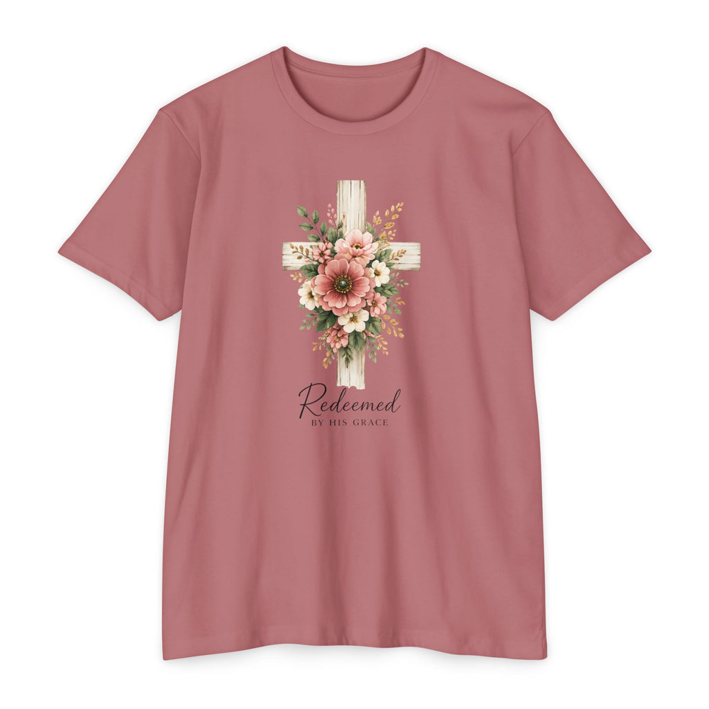 Womens Floral Cross Bouquet T-shirt | Botanical Flower Cross Graphic