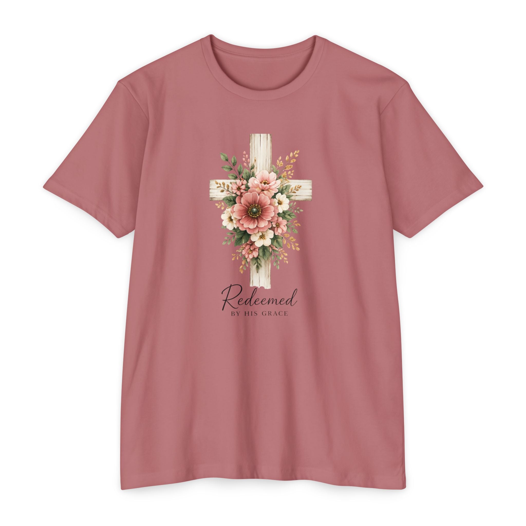 Womens Floral Cross Bouquet T-shirt | Botanical Flower Cross Graphic